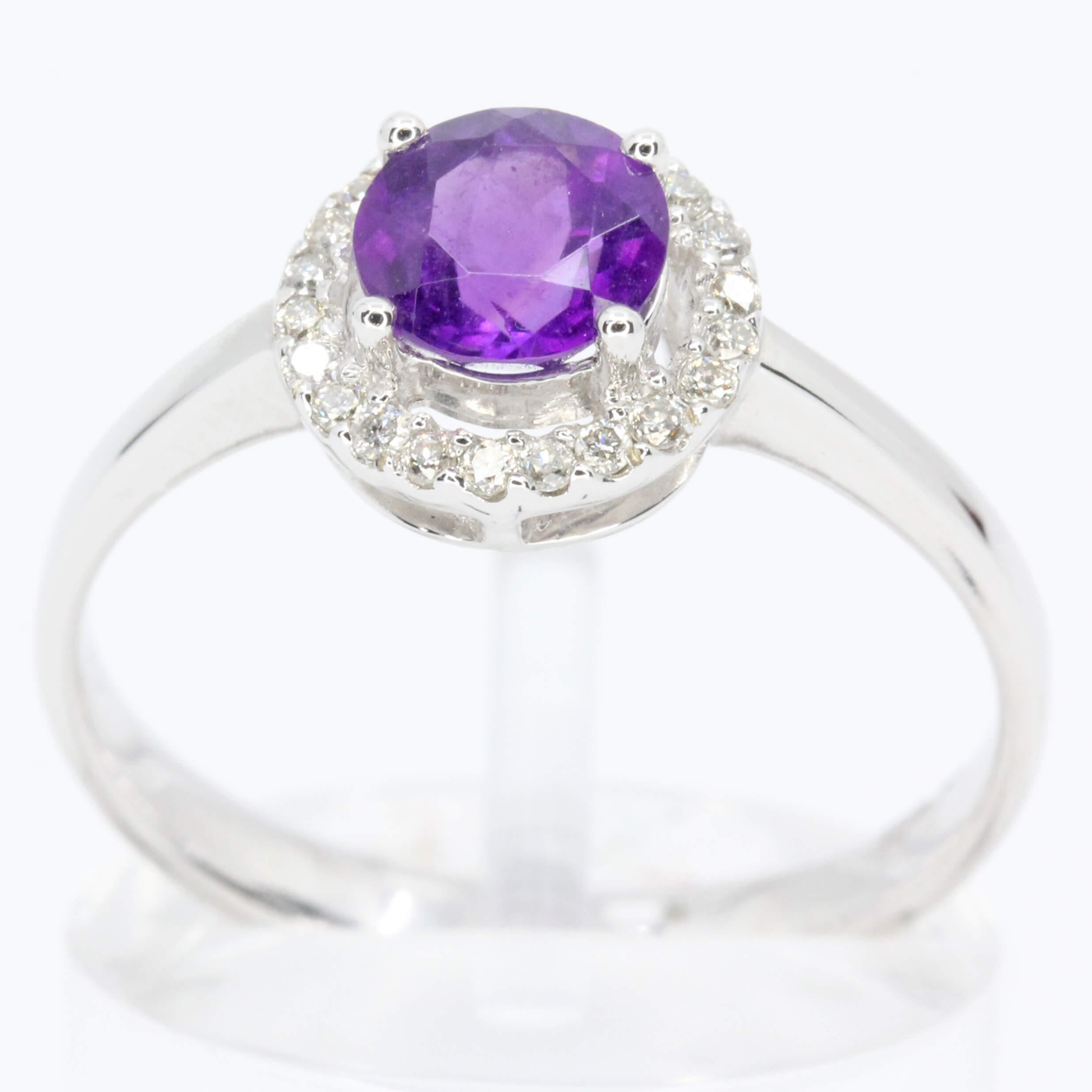 18ct White Gold Amethyst and Diamonds Ring | Allgem Jewellers