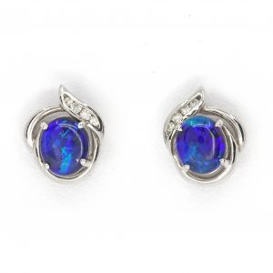 fancy black opal and diamond earrings