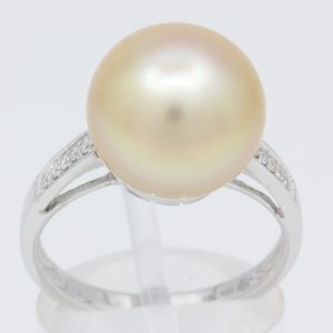 South Sea Pearl Ring with Accent Diamonds