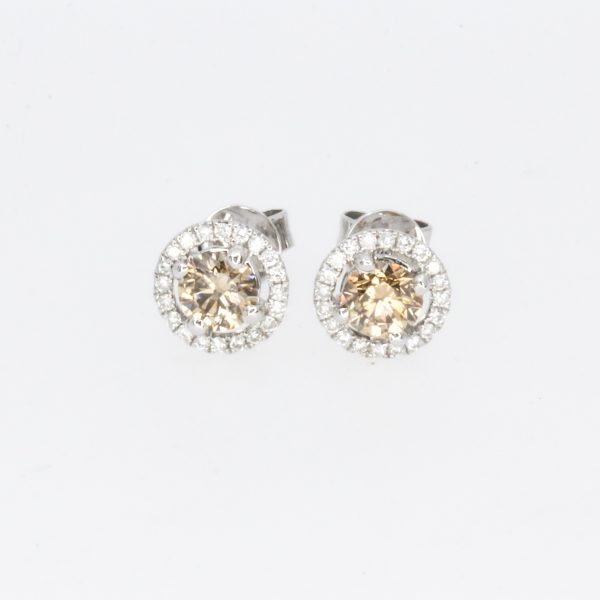 18ct White Gold Chocolate Diamond Stud Earrings | Allgem Jewellers