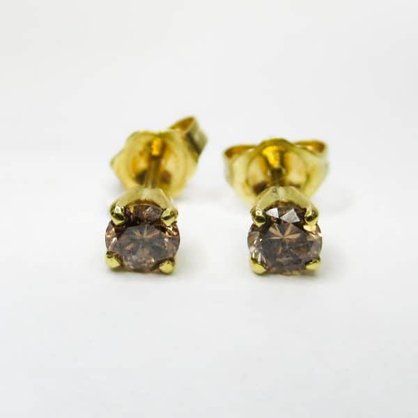 18ct Yellow Gold Chocolate Diamond Earrings | Allgem Jewellers