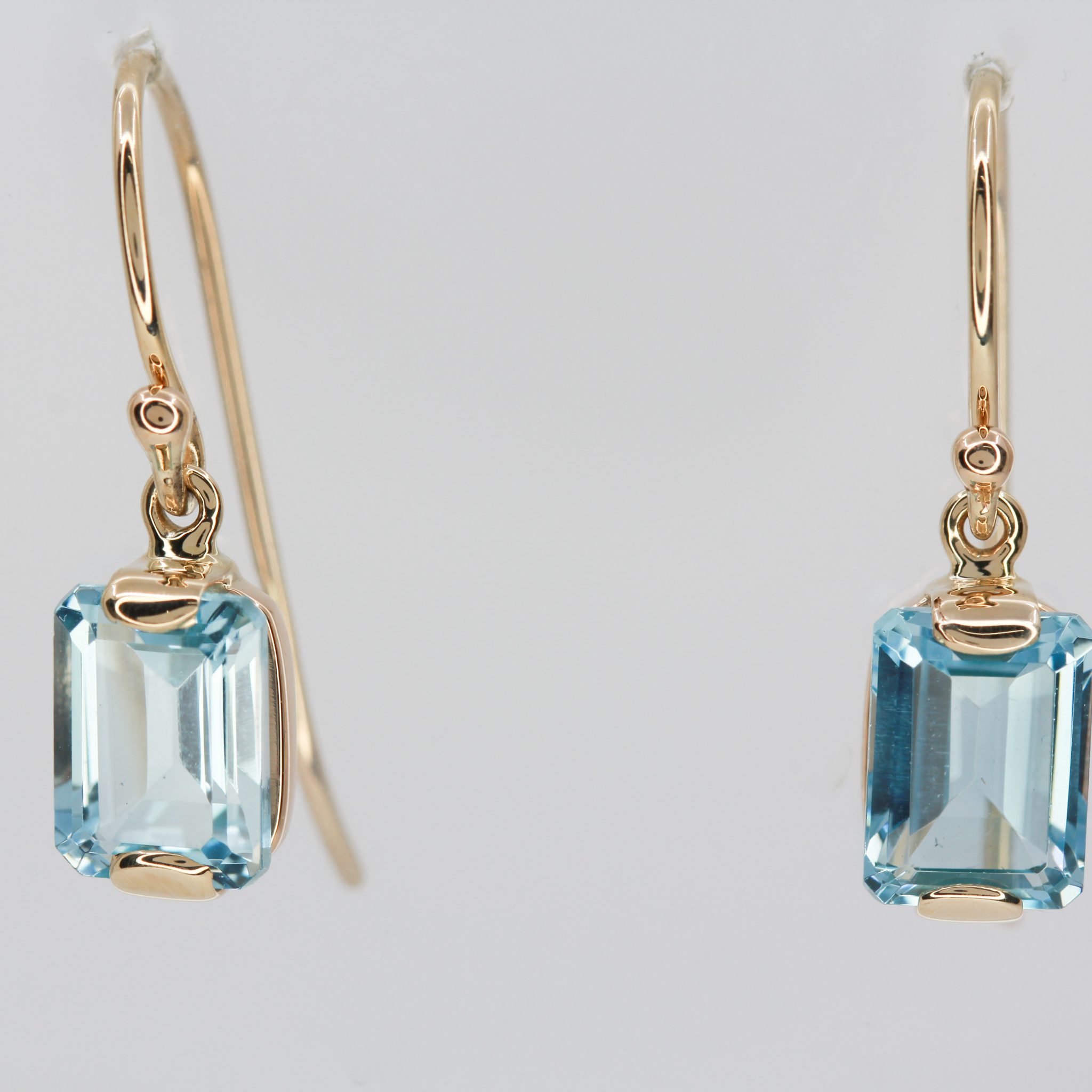 9ct Yellow Gold Blue Topaz Drop Earrings | Allgem Jewellers