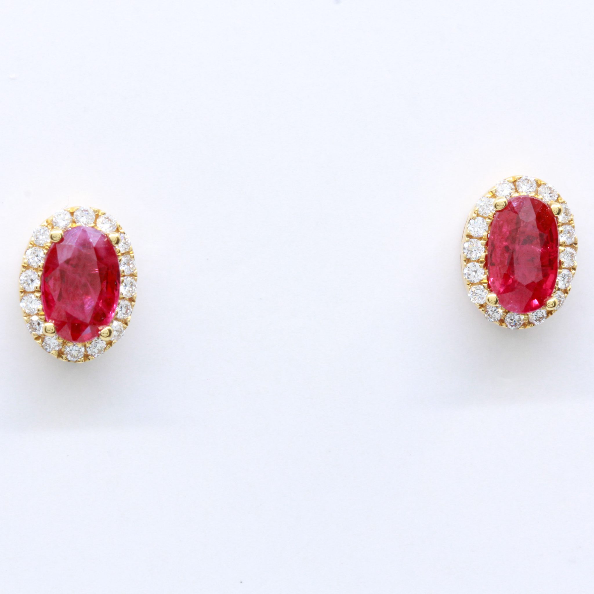 18ct Yellow Gold Ruby and Diamond Earrings | Allgem Jewellers
