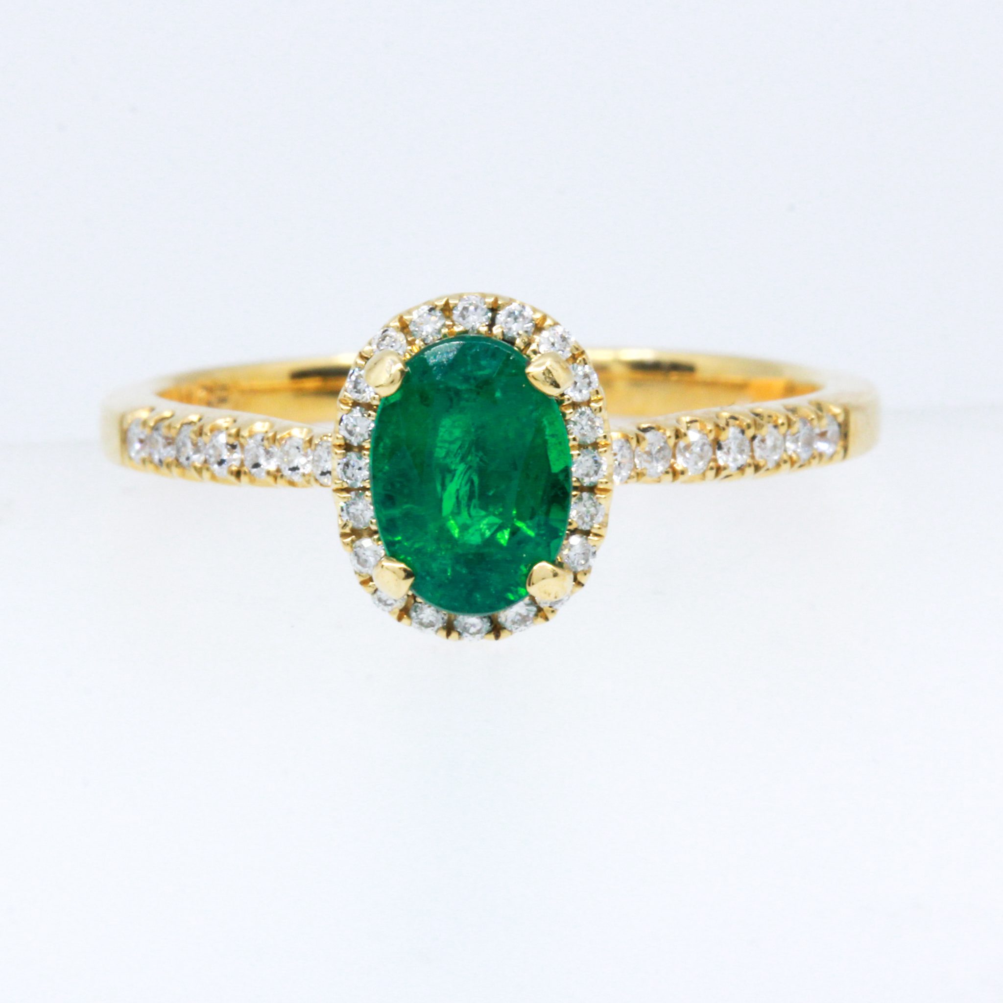 18ct Yellow Gold Emerald and Diamond Ring | Allgem Jewellers