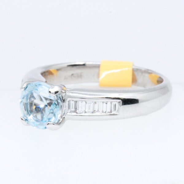 18ct White Gold Blue Topaz and Diamonds Ring | Allgem Jewellers