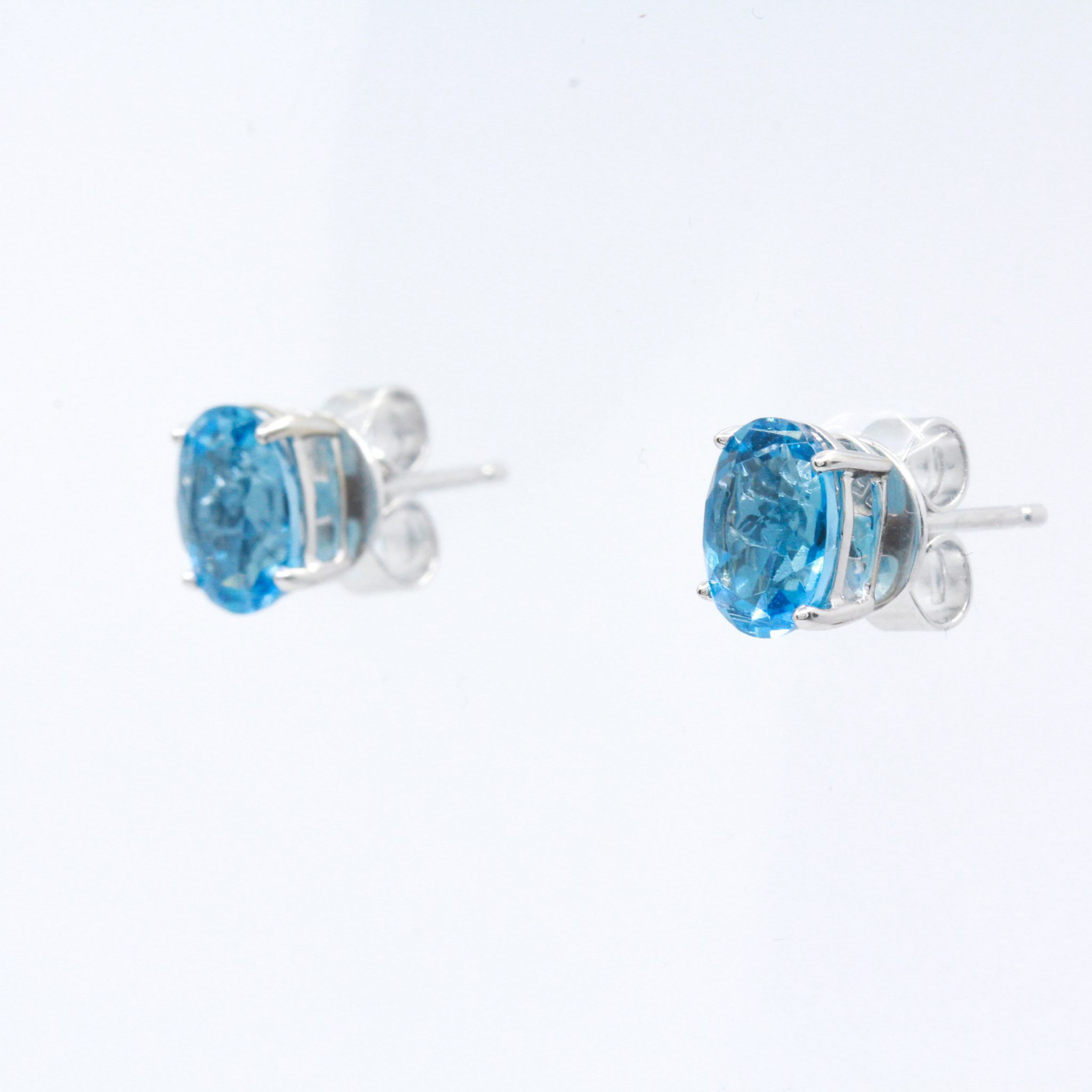 18ct White Gold London Blue Topaz Earrings | Allgem Jewellers