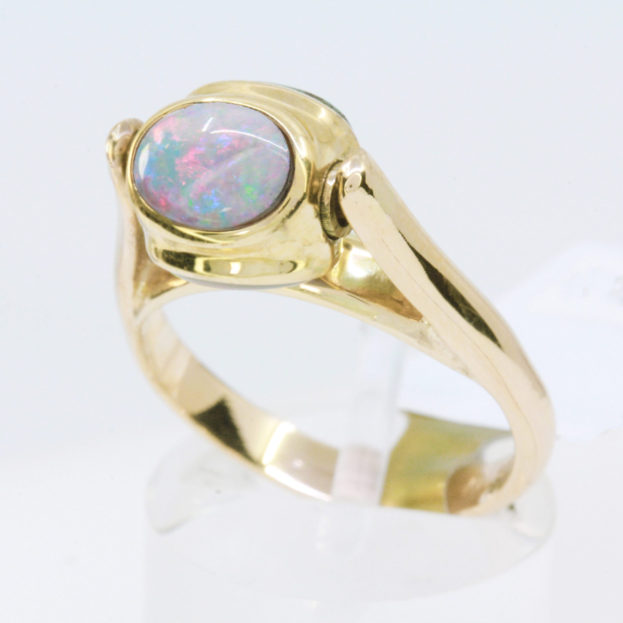 9ct Yellow Gold Solid Grey Opal Spinner Ring | Allgem Jewellers