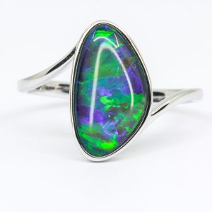 14ct White Gold Free-Form Opal Triplet Ring